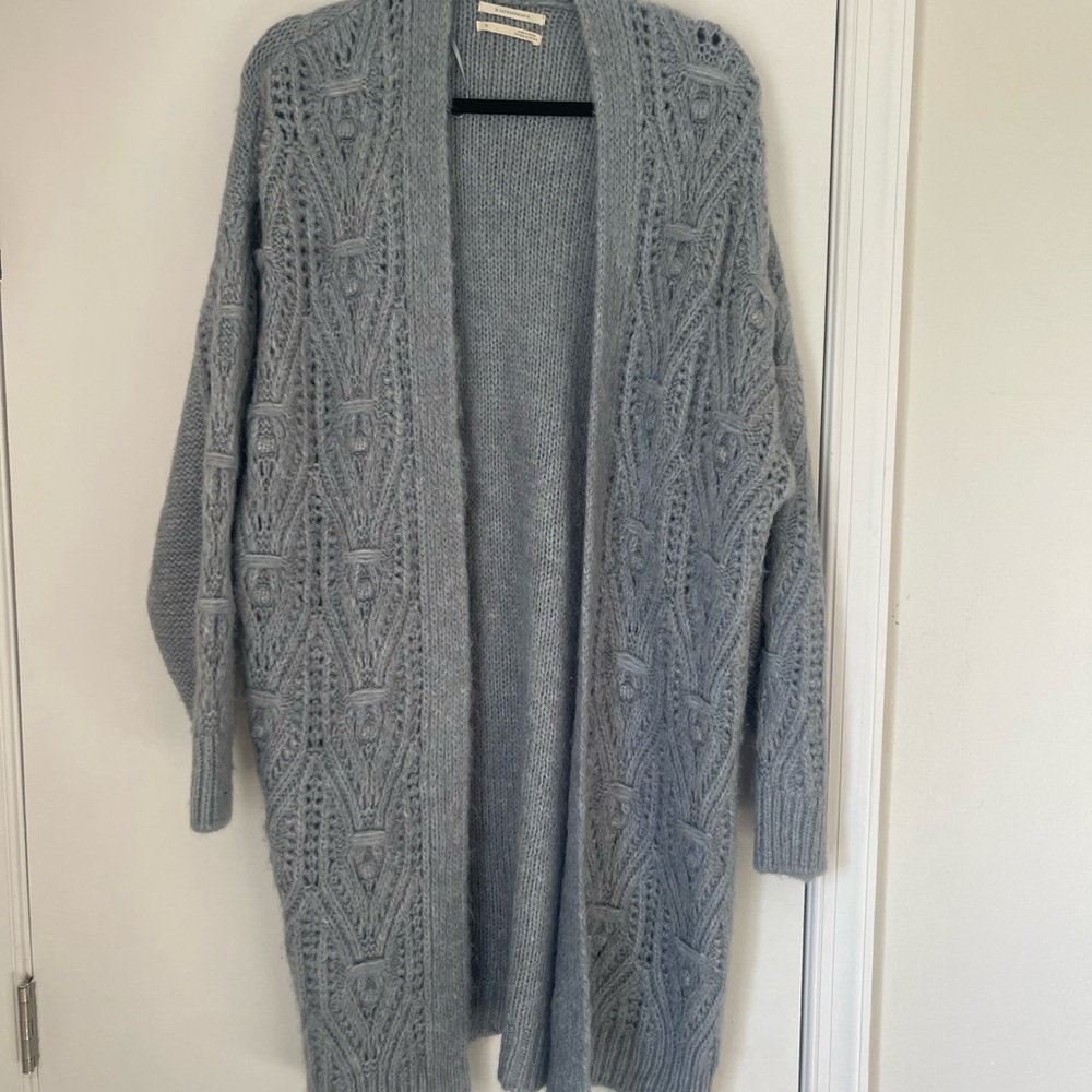 Anthropologie Blue Cable Knit Women's Sweater